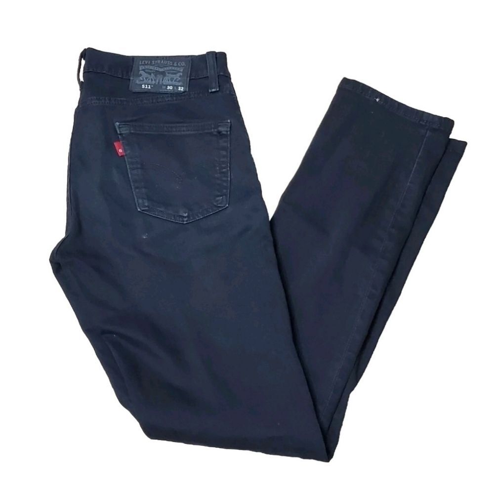 Levi's 511 Mens 30x32 Jeans Dark Wash Black Denim Slim Fit Straight Leg 14
